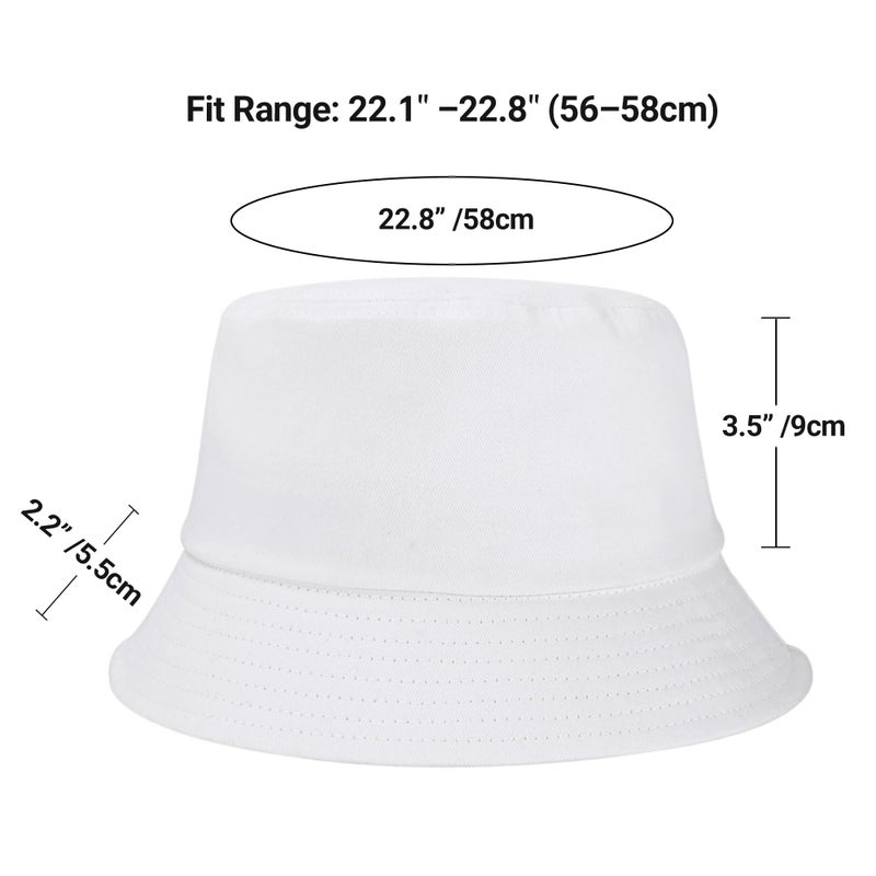 Umeepar Unisex Cotton Packable Bucket Hat Sun Hat Plain Colors for Men Women (White) - Image 5